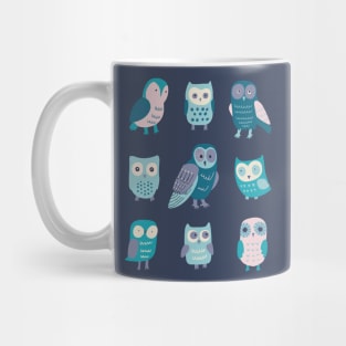 Autumn Owls - teal, aqua and cotton candy pink by Cecca Designs Mug